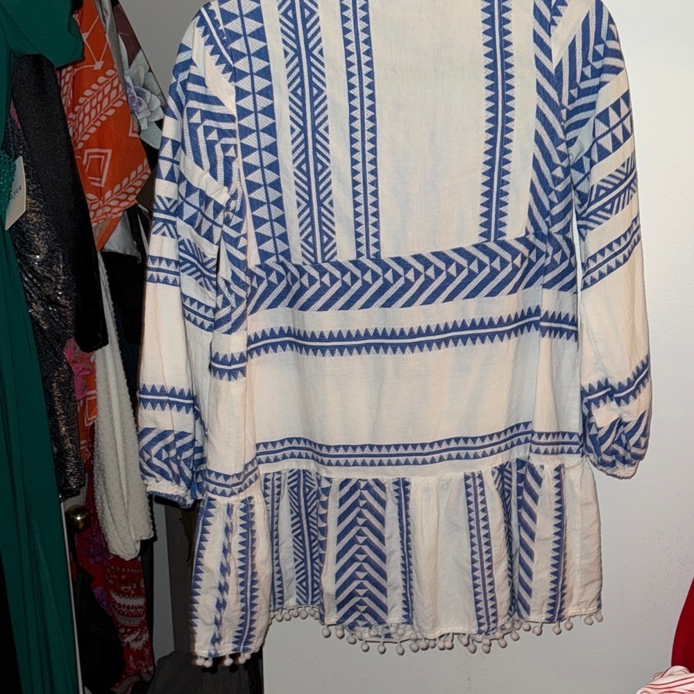 Blue and White Patterned Women's dress - Picture 6 of 6